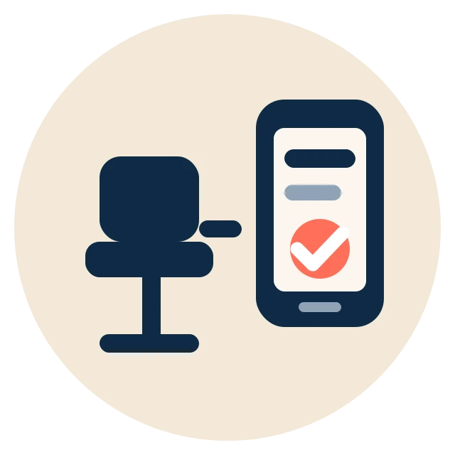 One barber chair with a booking page on a phone